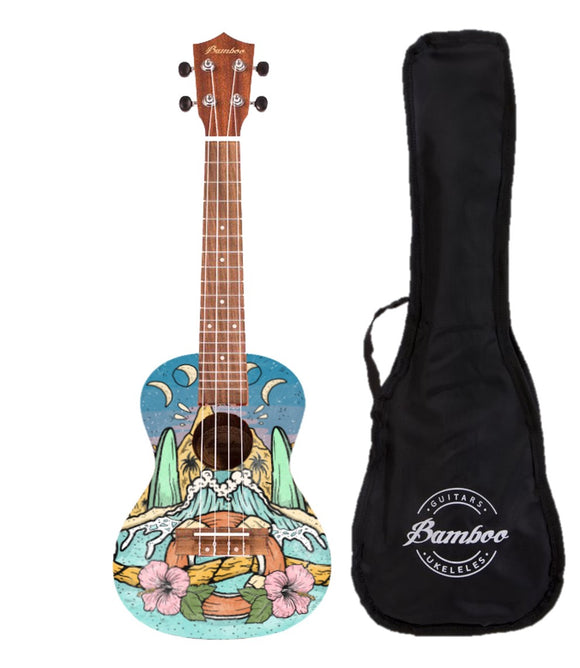 Ukelele Concierto Bamboo Cool Beach Sapele + Funda