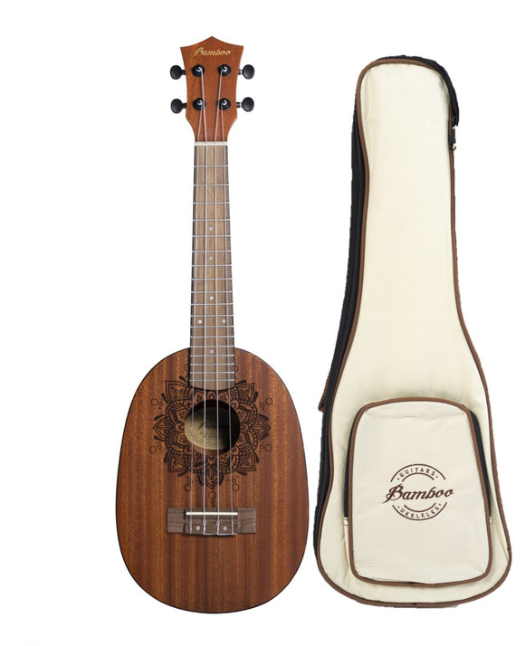 Ukelele Concierto Bamboo Diseño Prana + Funda Acolchada