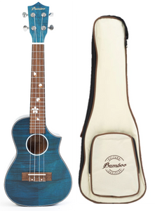 Ukelele Concierto Bamboo Blossom Blue + Funda Acolchada